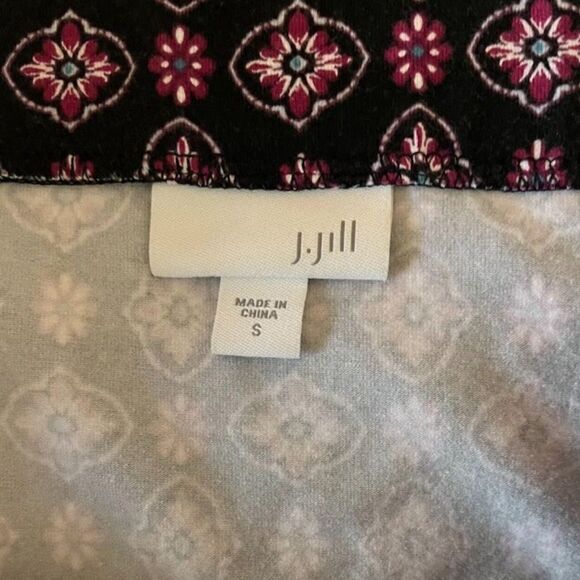 J Jill Black Pink Floral Print Bohochic Business Casual Pullon Skirt Sz S - Picture 2 of 5